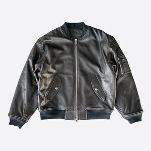 Chrome Hearts Black & Silver Dagger Leather Bomber Jacket